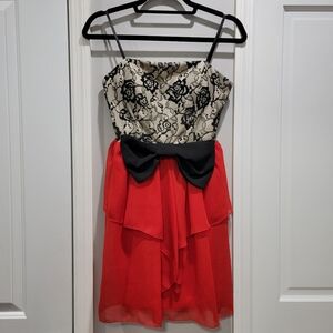 City Triangles Black Lace Embellished Strapless Dress